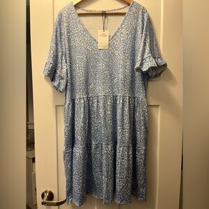 Blue Patterned Tiered Women’s Plus sized Dress NWTs